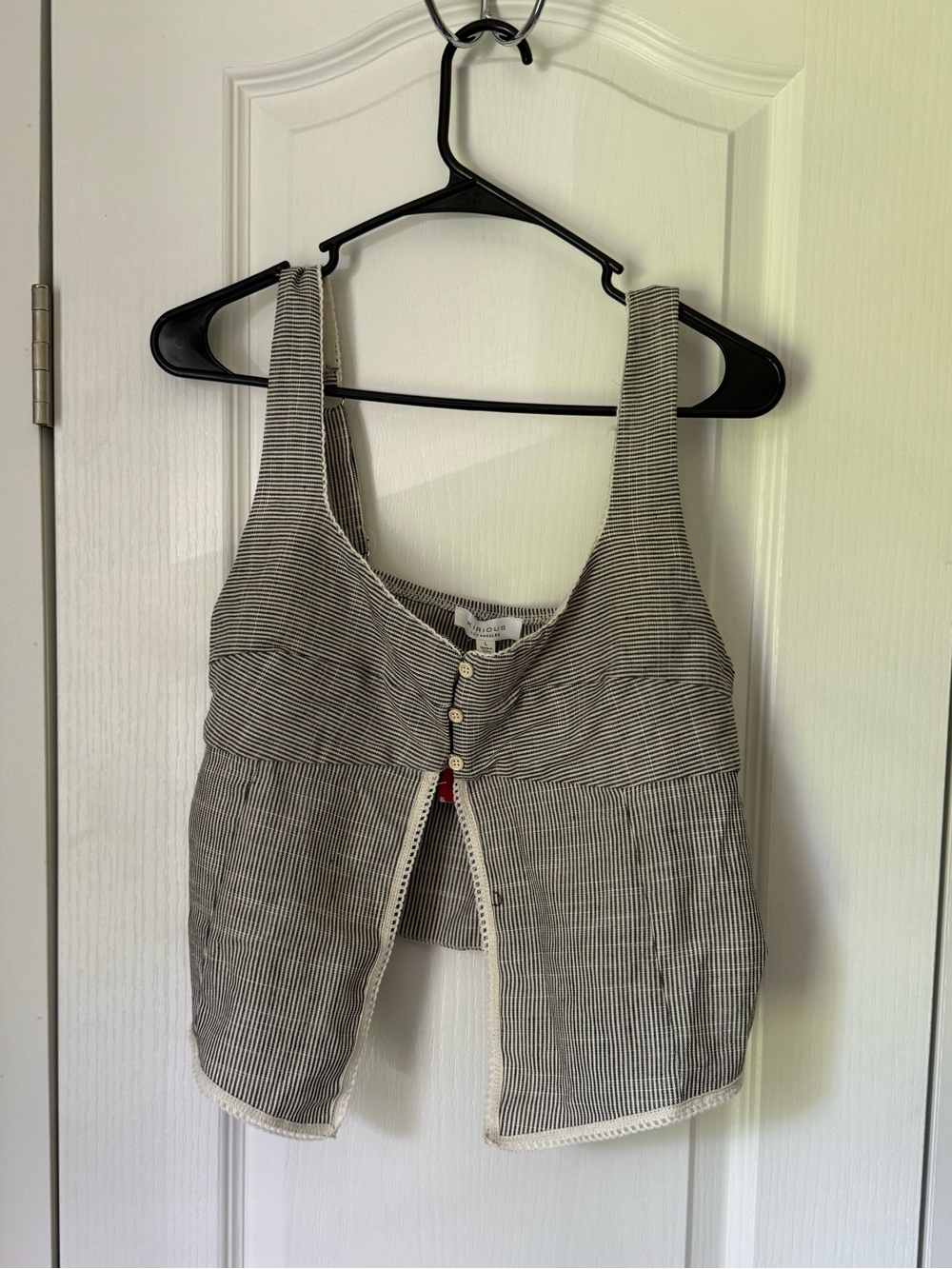 KSTIOUS Los Angeles Black & White Striped Button-Front Tank Top L